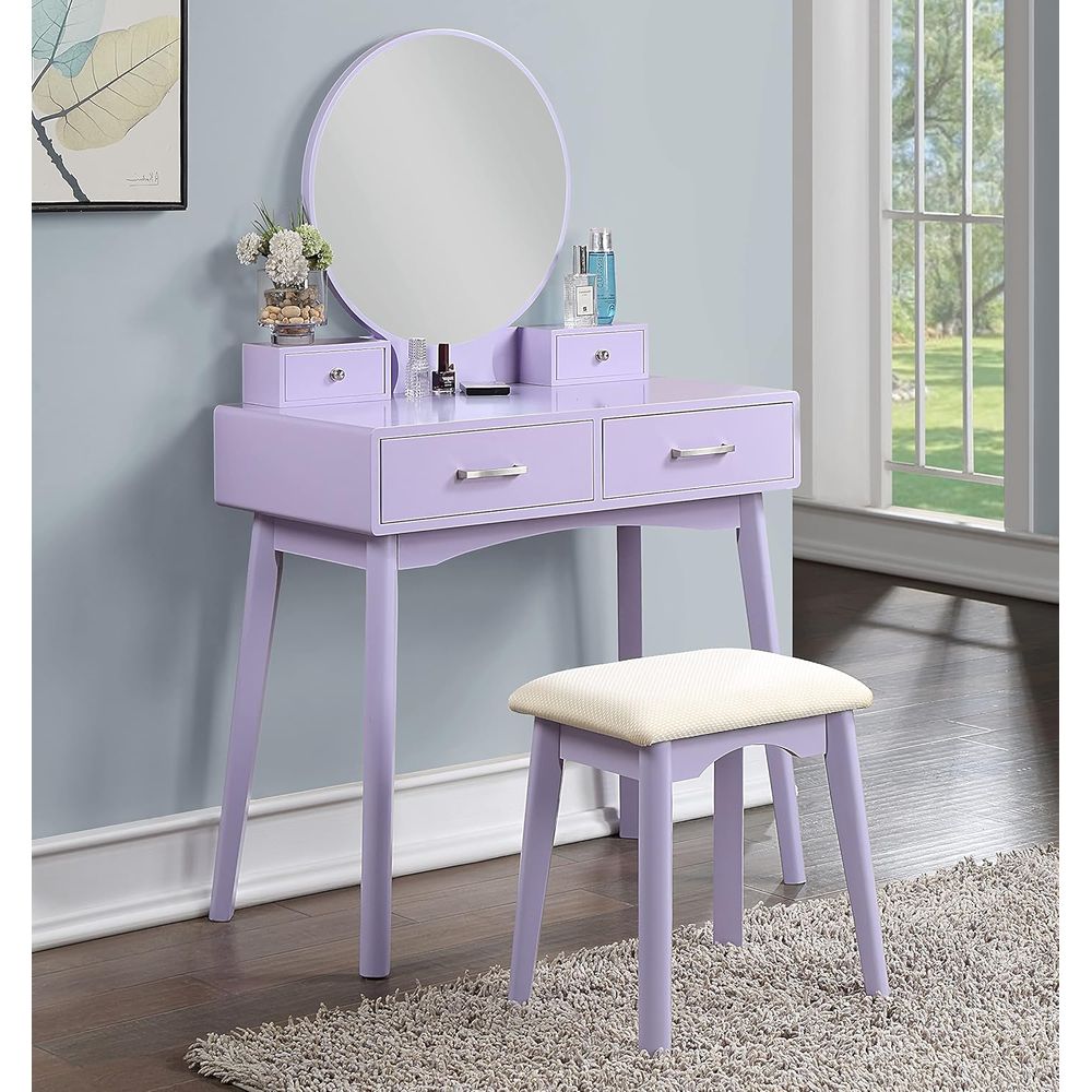 Beauty With Makeup - Large Round Mirror Vanity Set with