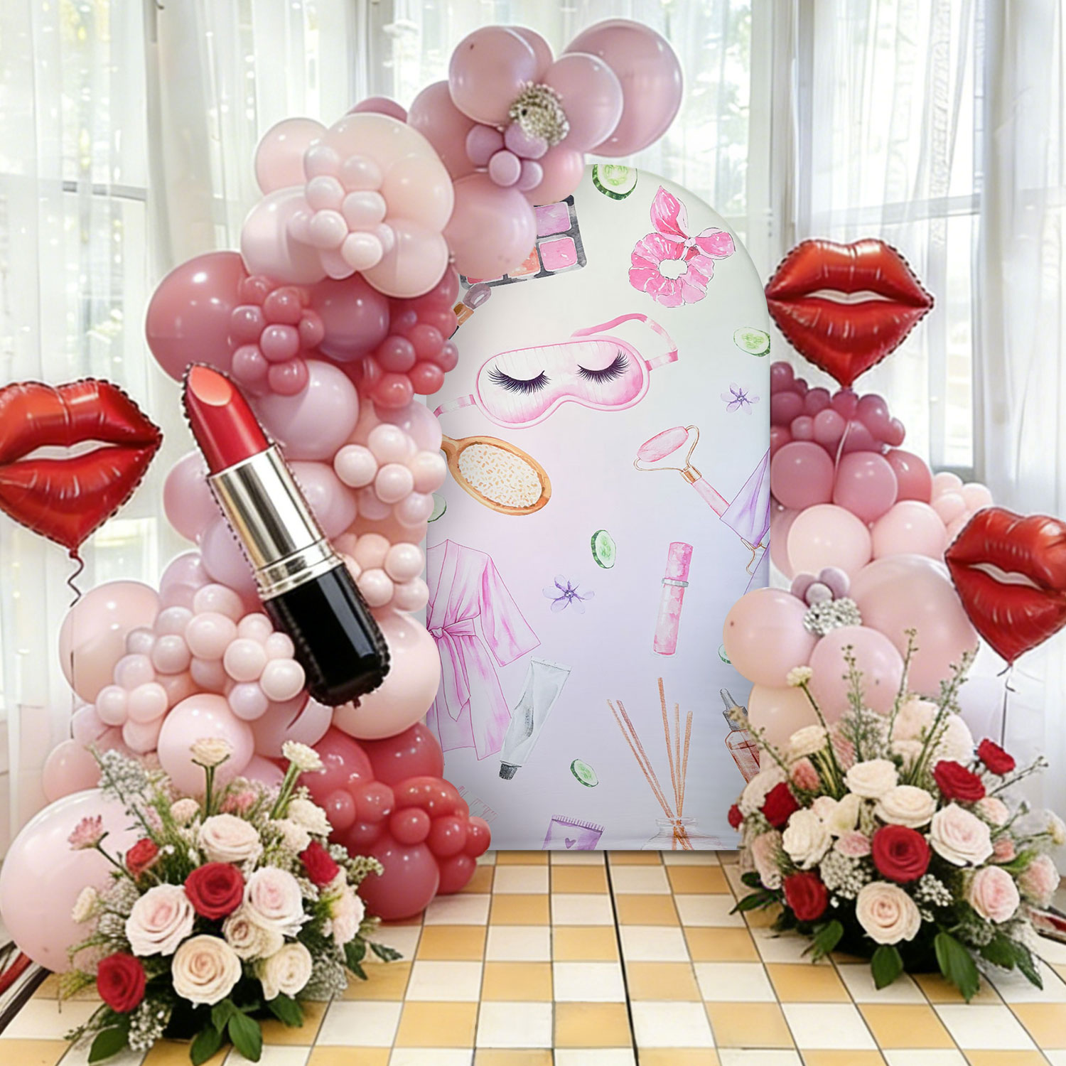 Makeup Beauty House - Happy Birthday Makeup Backdrop - for
