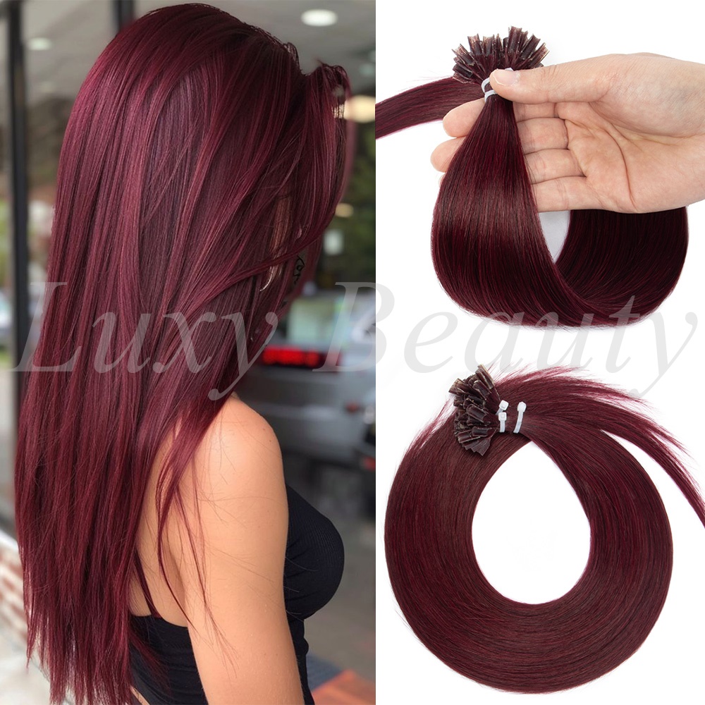 Natural Burgundy U Tip Hair Ex - Pure Beauty Hair & Makeup ulasan dan harga