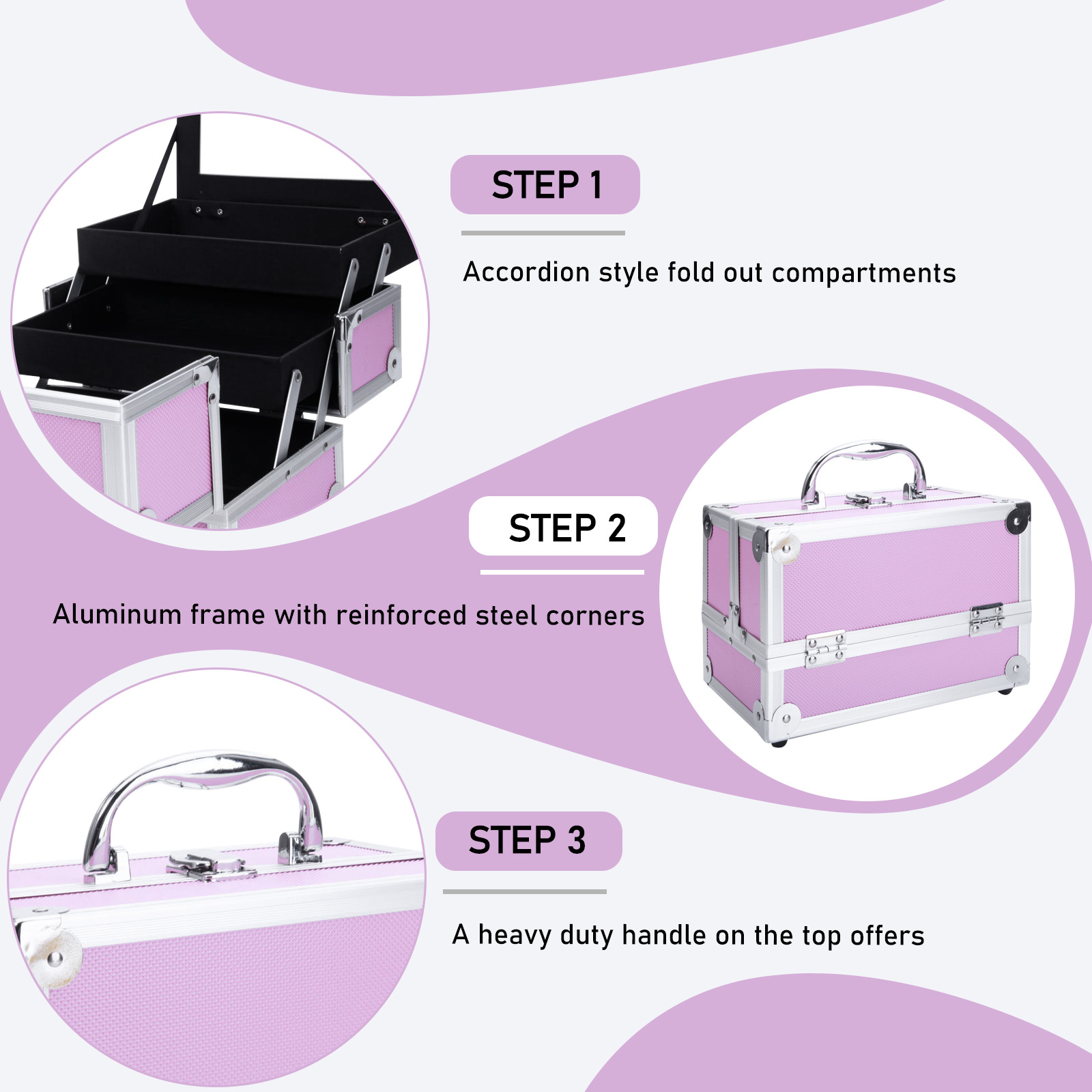 Pink Aluminum Alloy Makeup Cas - Beauty Makeup Case ulasan dan harga