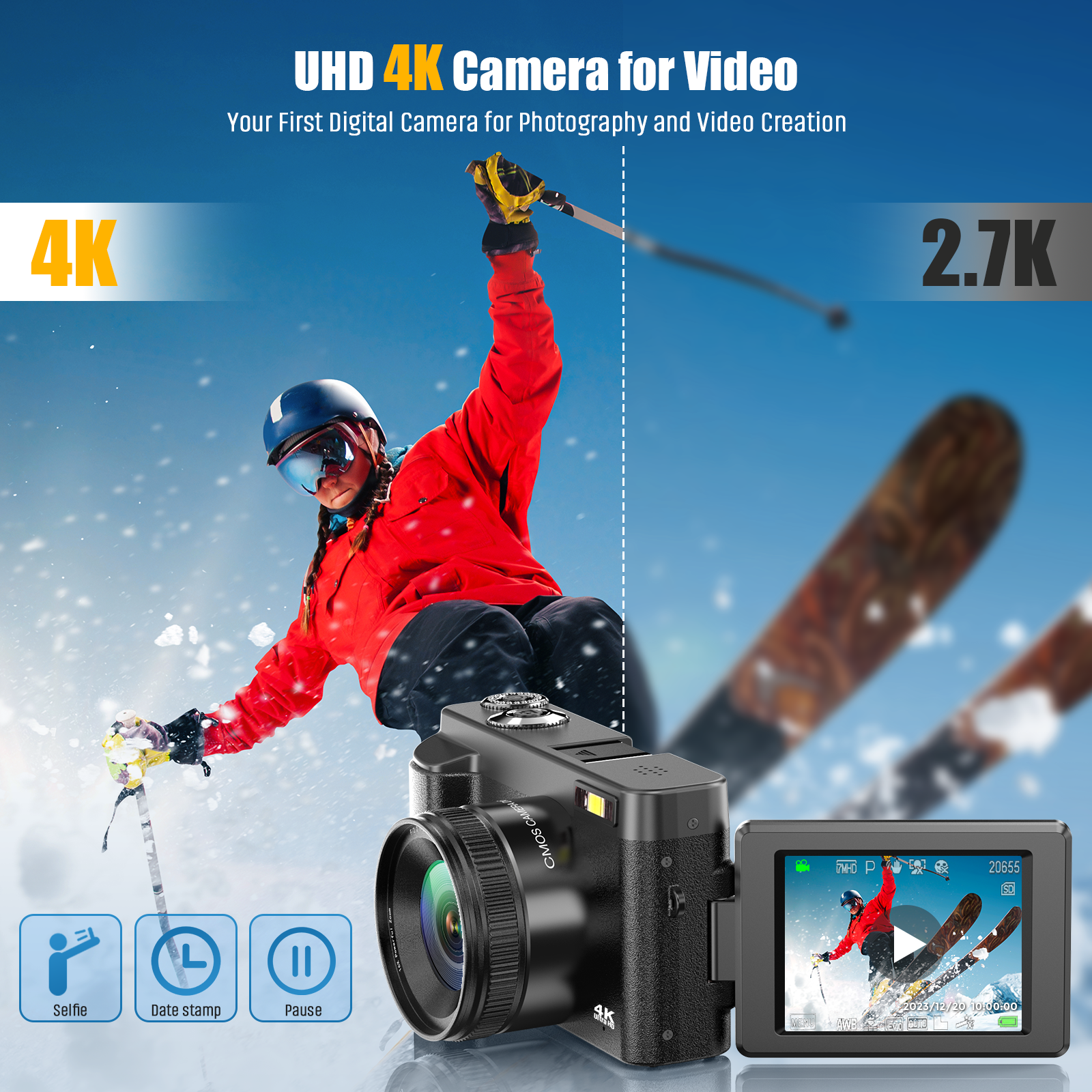 STUOGYUM 4K Vlogging Camera,48 - Beauty Makeup Camera ulasan dan harga