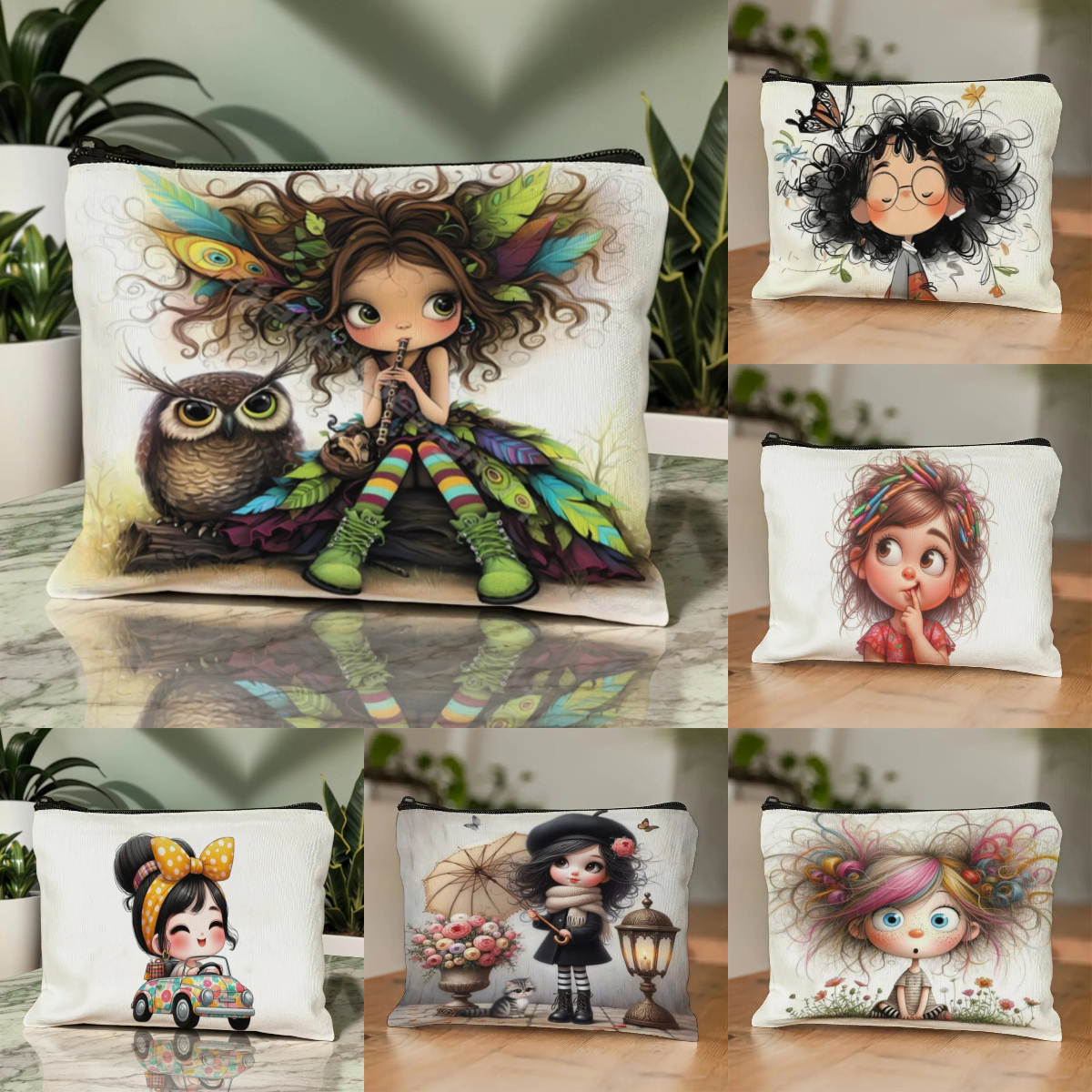 Cartoon Girl Makeup Bag Zipper - Beauty Makeup Case ulasan dan harga